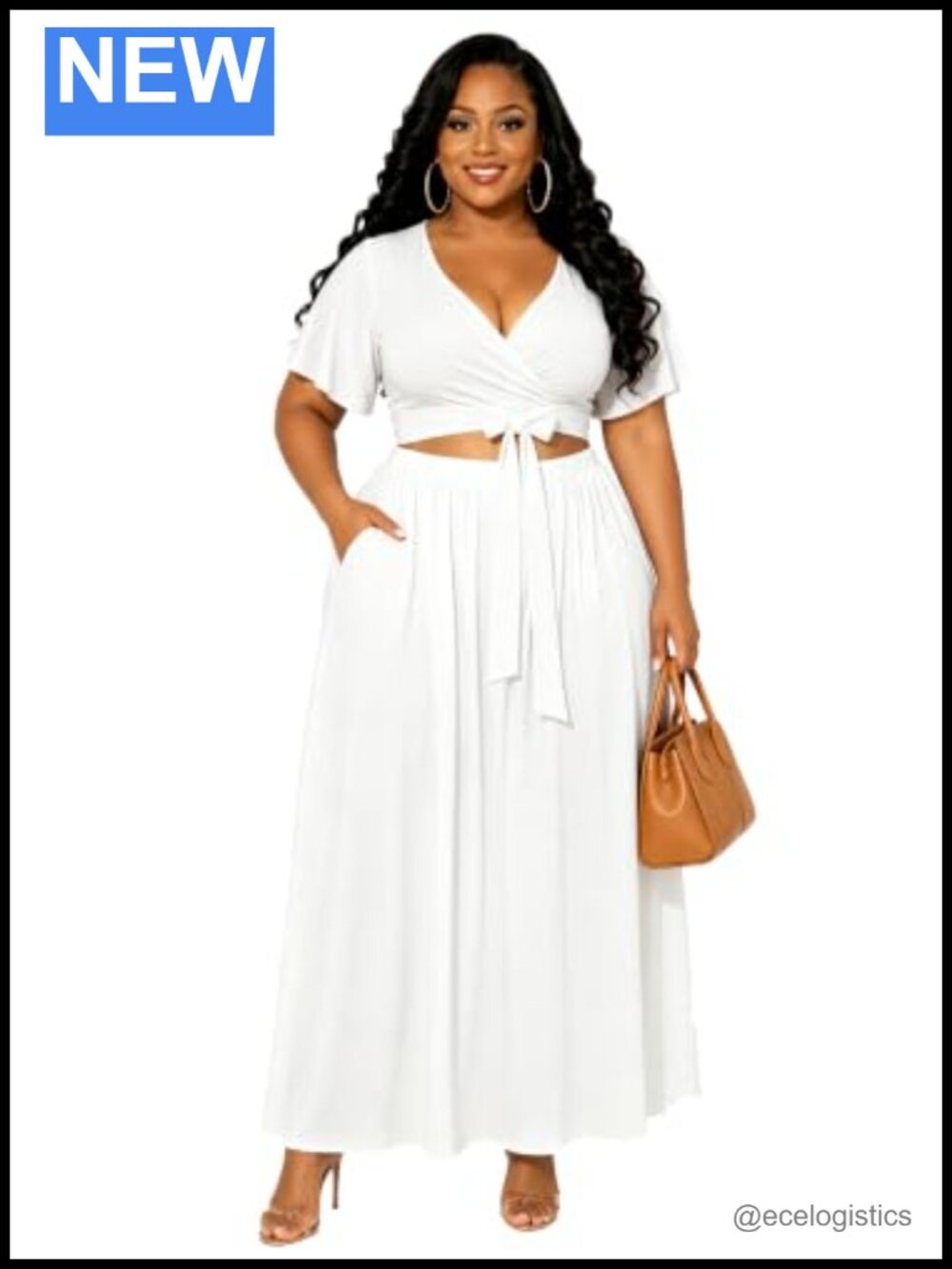 Plus Size 2 Piece Skirt Set Flowy Maxi Skirt High Waist